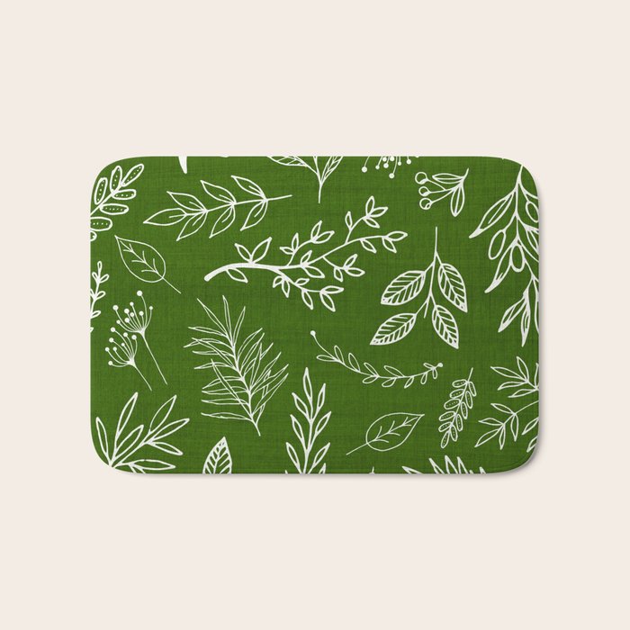 Emerald Forest Botanical Drawing Bath Mat Gallery Image 1