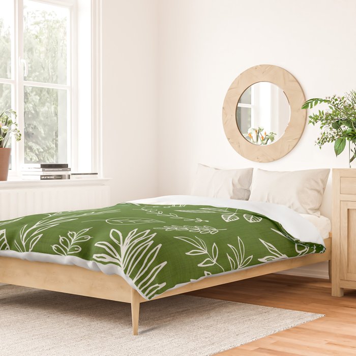 Emerald Forest Botanical Drawing Duvet Cover Gallery Image 2
