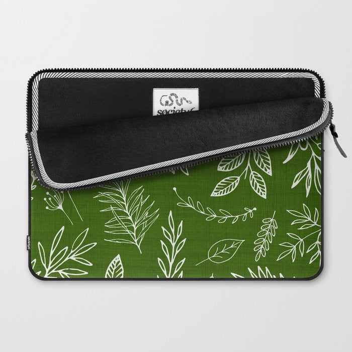 Emerald Forest Botanical Drawing Laptop Sleeve Gallery Image 2