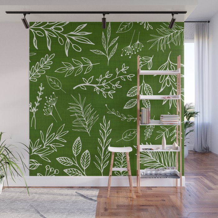 Emerald Forest Botanical Drawing Wall Mural Gallery Image 1
