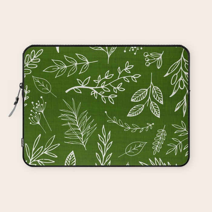 Emerald Forest Botanical Drawing Laptop Sleeve Gallery Image 1
