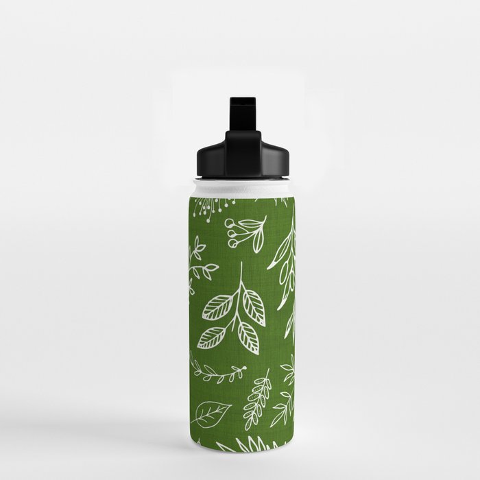 Emerald Forest Botanical Drawing Water Bottle Gallery Image 2