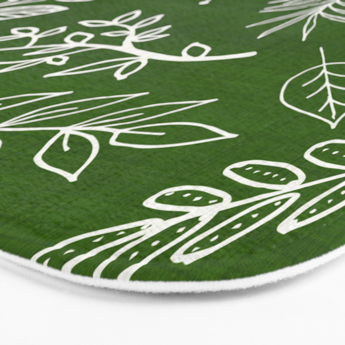 Emerald Forest Botanical Drawing Bath Mat Gallery Image 3