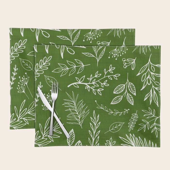 Emerald Forest Botanical Drawing Placemat Gallery Image 1