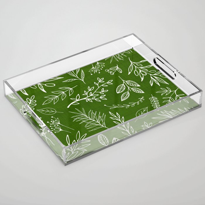 Emerald Forest Botanical Drawing Acrylic Tray Gallery Image 1