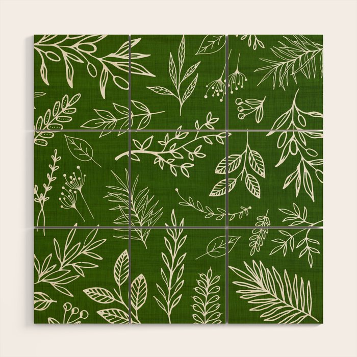 Emerald Forest Botanical Drawing Wood Wall Art Gallery Image 1