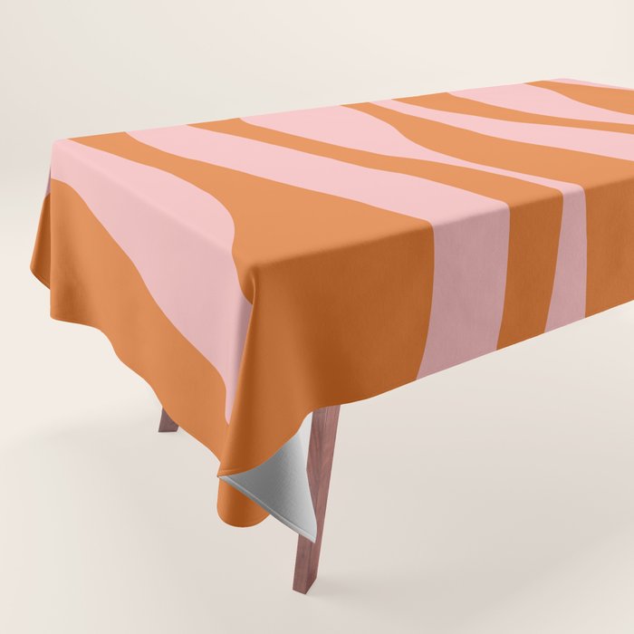 Smooth Waves Pink and Orange Tablecloth Gallery Image 1