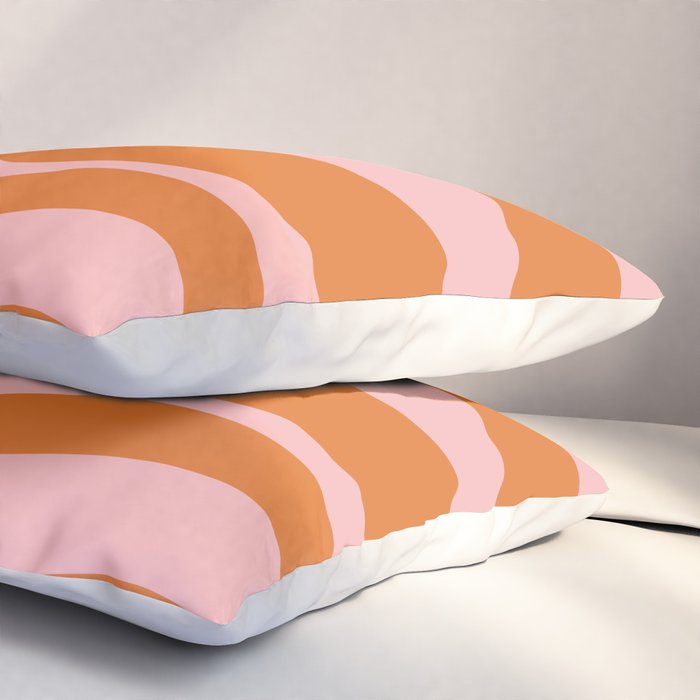 Smooth Waves Pink and Orange Pillow Sham Gallery Image 3