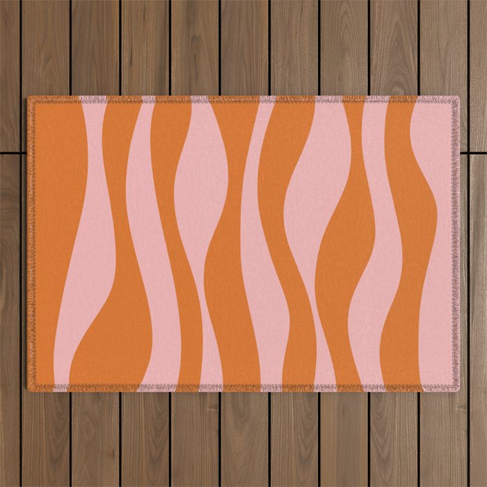 Smooth Waves Pink and Orange Outdoor Rug Gallery Image 1