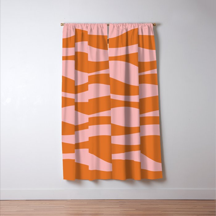 Smooth Waves Pink and Orange Window Curtain Gallery Image 3