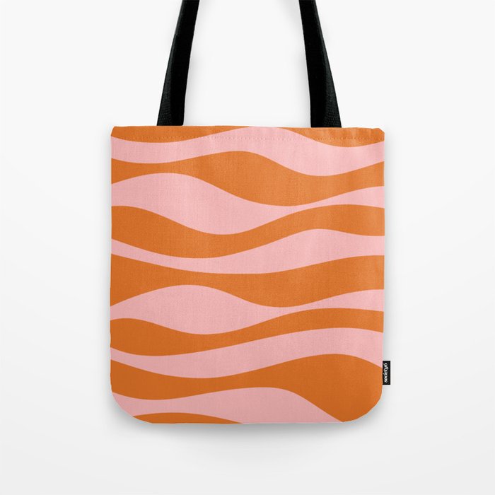 Smooth Waves Pink and Orange Tote Bag Gallery Image 1