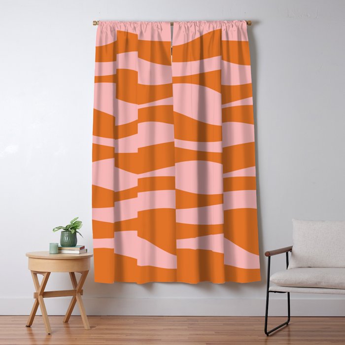 Smooth Waves Pink and Orange Window Curtain Gallery Image 5