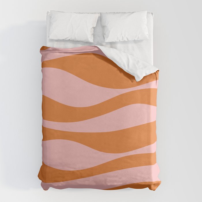 Smooth Waves Pink and Orange Duvet Cover Gallery Image 6