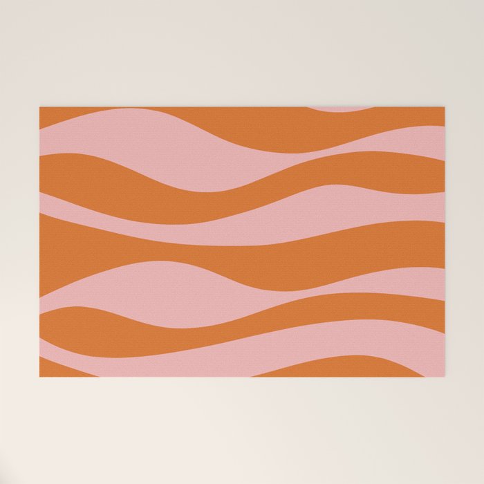 Smooth Waves Pink and Orange Welcome Mat Gallery Image 1