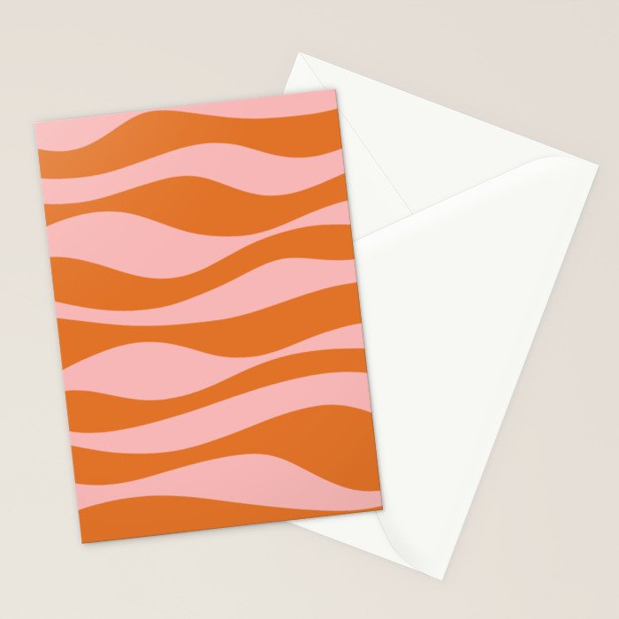 Smooth Waves Pink and Orange Stationery Card Gallery Image 2