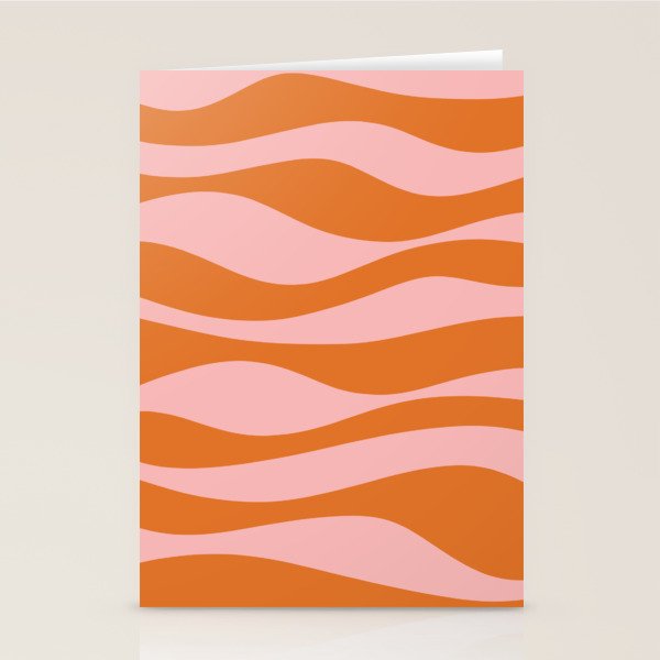 Smooth Waves Pink and Orange Stationery Card Gallery Image 1