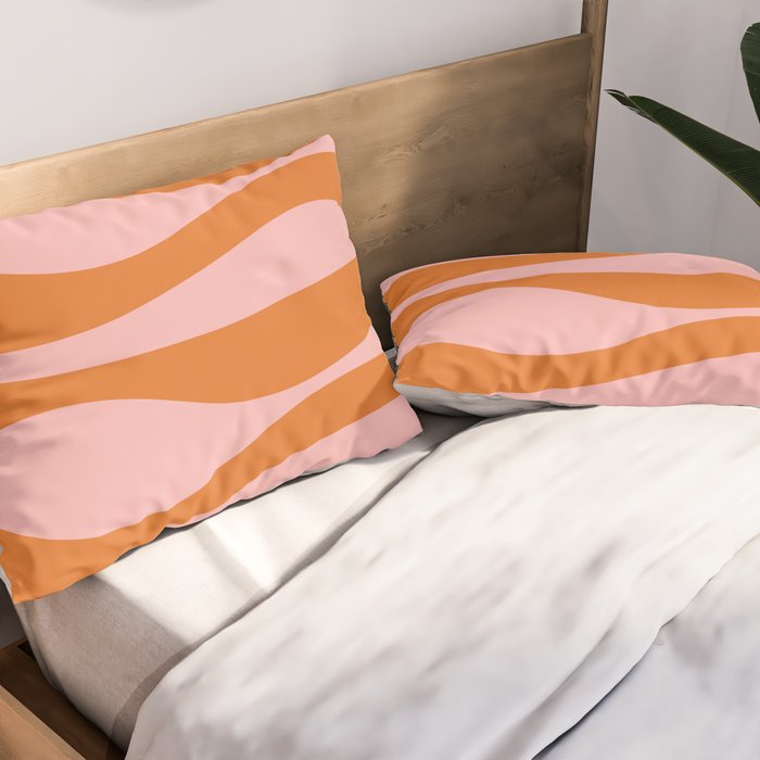 Smooth Waves Pink and Orange Pillow Sham Gallery Image 2