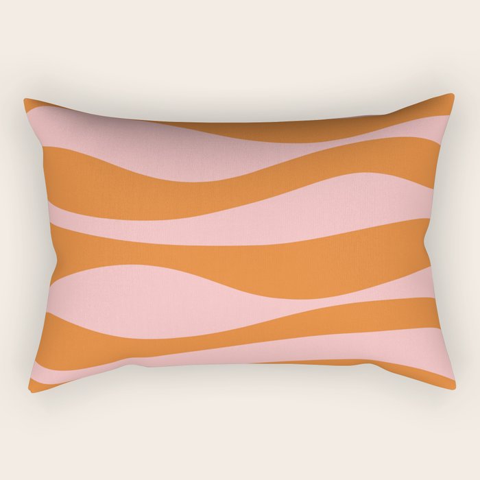 Smooth Waves Pink and Orange Rectangular Pillow Gallery Image 2
