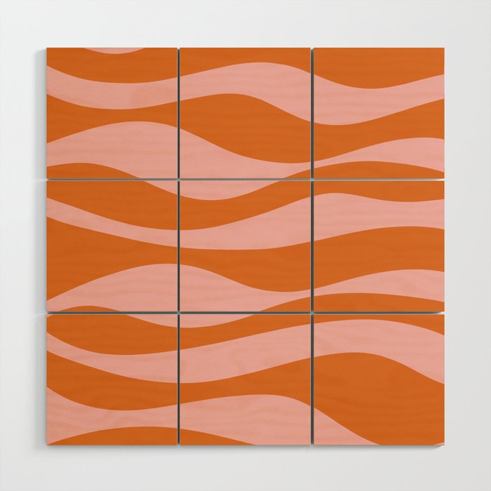 Smooth Waves Pink and Orange Wood Wall Art Gallery Image 1
