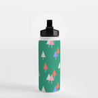 Minimalist Festive Trees on Green - Modern Holiday Pattern Water Bottle Gallery Image 2