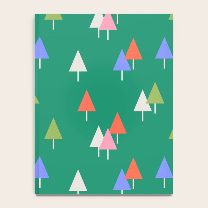 Minimalist Festive Trees on Green - Modern Holiday Pattern Notebook Gallery Image 4