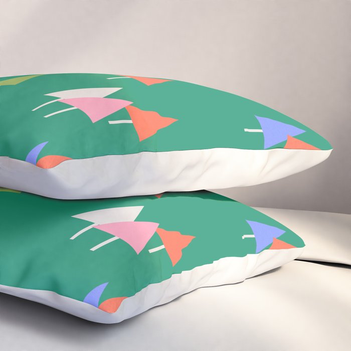Minimalist Festive Trees on Green - Modern Holiday Pattern Pillow Sham Gallery Image 3