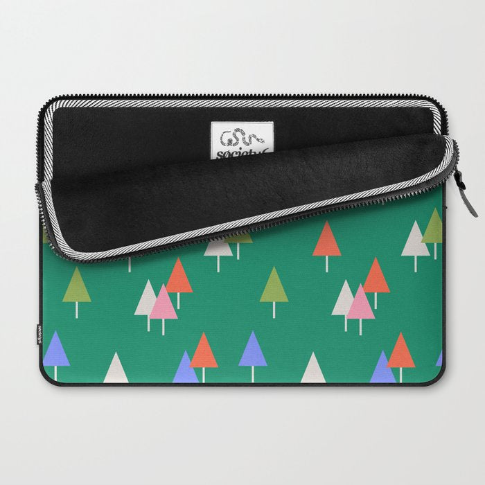 Minimalist Festive Trees on Green - Modern Holiday Pattern Laptop Sleeve Gallery Image 2
