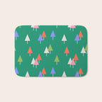 Minimalist Festive Trees on Green - Modern Holiday Pattern Bath Mat Gallery Image 1