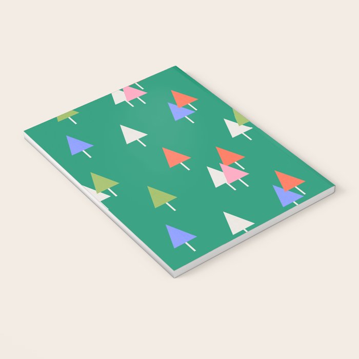 Minimalist Festive Trees on Green - Modern Holiday Pattern Notebook Gallery Image 3