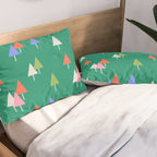 Minimalist Festive Trees on Green - Modern Holiday Pattern Pillow Sham Gallery Image 2