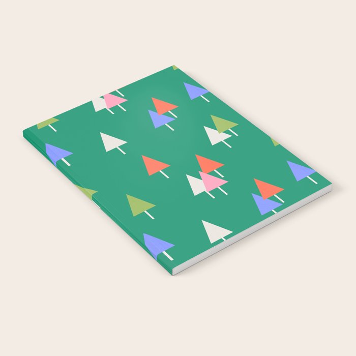 Minimalist Festive Trees on Green - Modern Holiday Pattern Notebook Gallery Image 1