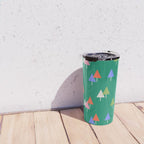 Minimalist Festive Trees on Green - Modern Holiday Pattern Travel Mug Gallery Image 4