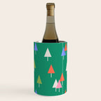 Minimalist Festive Trees on Green - Modern Holiday Pattern Wine Chiller Gallery Image 2