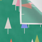 Minimalist Festive Trees on Green - Modern Holiday Pattern Wall Tapestry Gallery Image 3