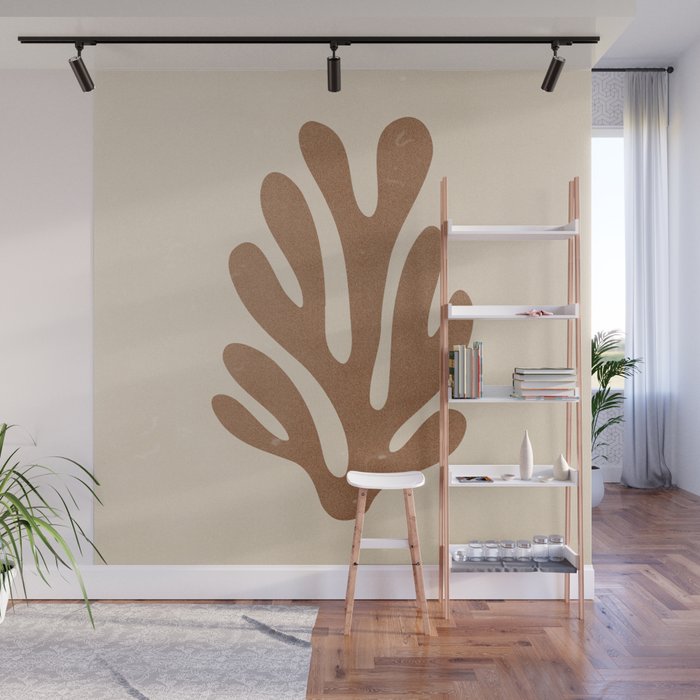 Coral Leaf: Matisse Taupe Brown Edition Wall Mural Gallery Image 1