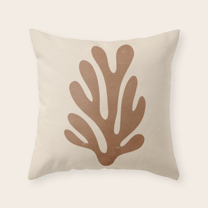 Coral Leaf: Matisse Taupe Brown Edition Throw Pillow Gallery Image 6