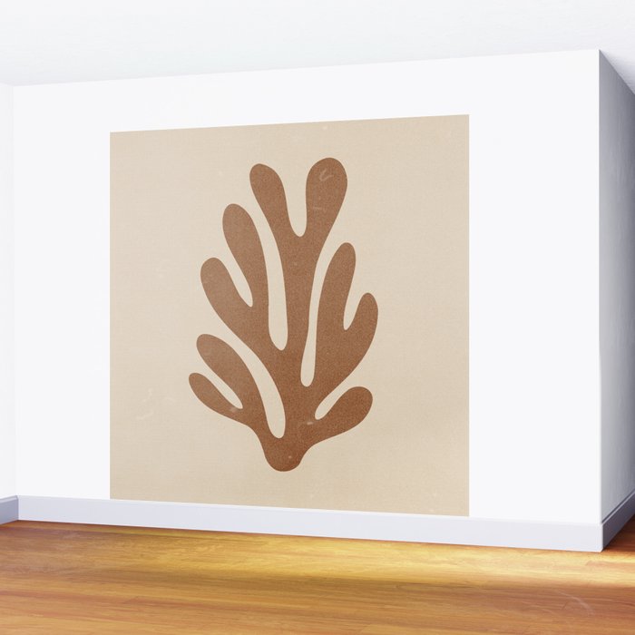 Coral Leaf: Matisse Taupe Brown Edition Wall Mural Gallery Image 2