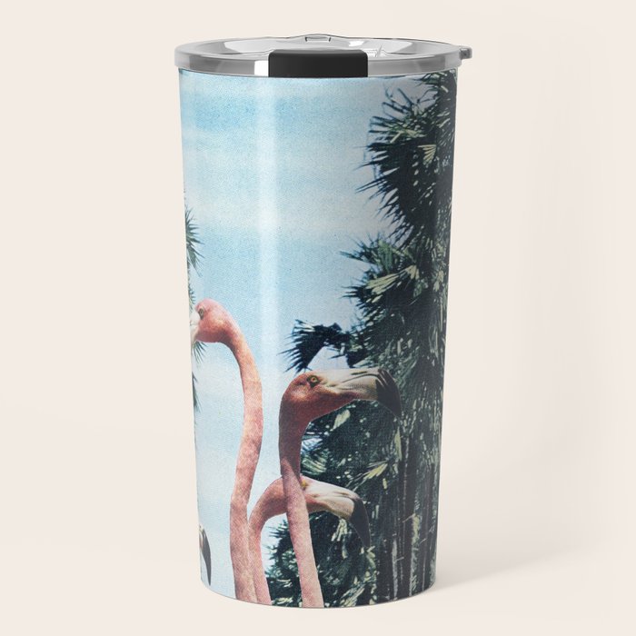 Palm Trees & Flamingos Travel Mug Gallery Image 1