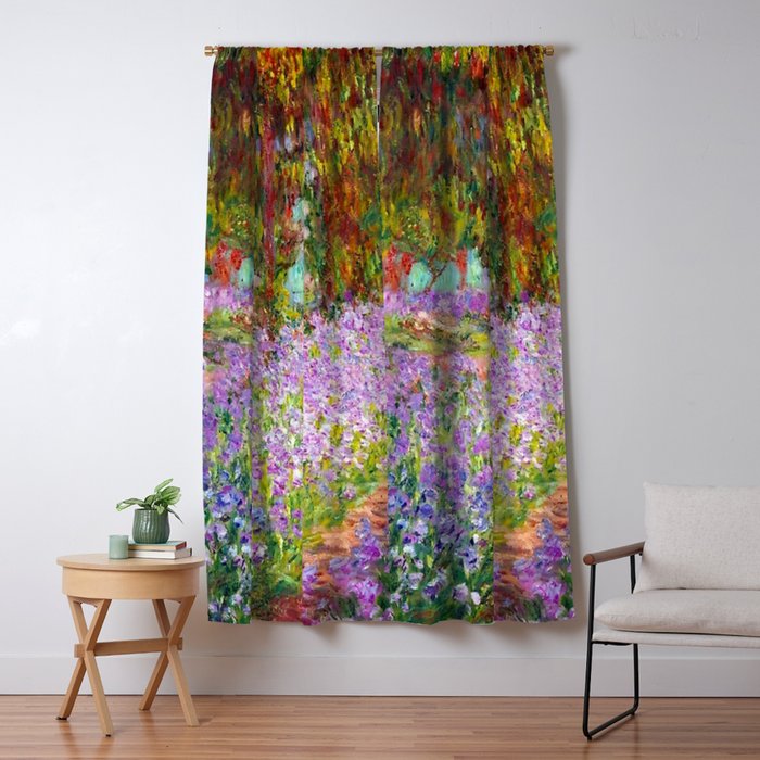 Claude Monet Irises In Monet's Garden At Giverny Window Curtain Gallery Image 5