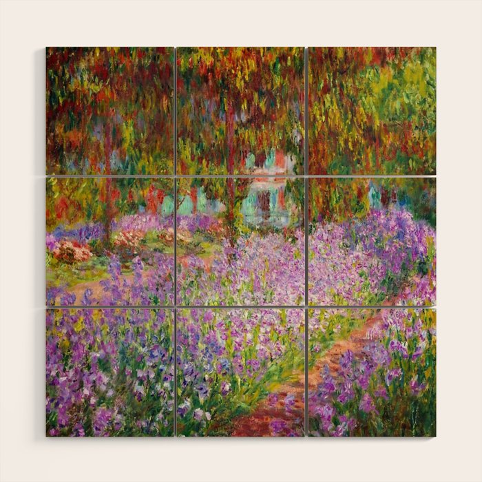 Claude Monet Irises In Monet's Garden At Giverny Wood Wall Art Gallery Image 1