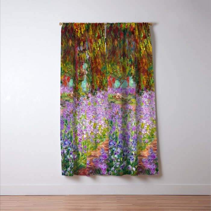 Claude Monet Irises In Monet's Garden At Giverny Window Curtain Gallery Image 3