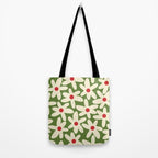 Daisy Time Floral Pattern in Christmas Holidays Red Green Cream Tote Bag Gallery Image 2