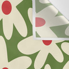 Daisy Time Floral Pattern in Christmas Holidays Red Green Cream Wall Tapestry Gallery Image 3