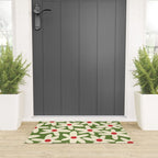 Daisy Time Floral Pattern in Christmas Holidays Red Green Cream Welcome Mat Gallery Image 3
