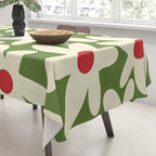 Daisy Time Floral Pattern in Christmas Holidays Red Green Cream Tablecloth Gallery Image 3