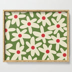 Daisy Time Floral Pattern in Christmas Holidays Red Green Cream Serving Tray Gallery Image 1