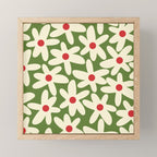 Daisy Time Floral Pattern in Christmas Holidays Red Green Cream Mini Art Print Gallery Image 1