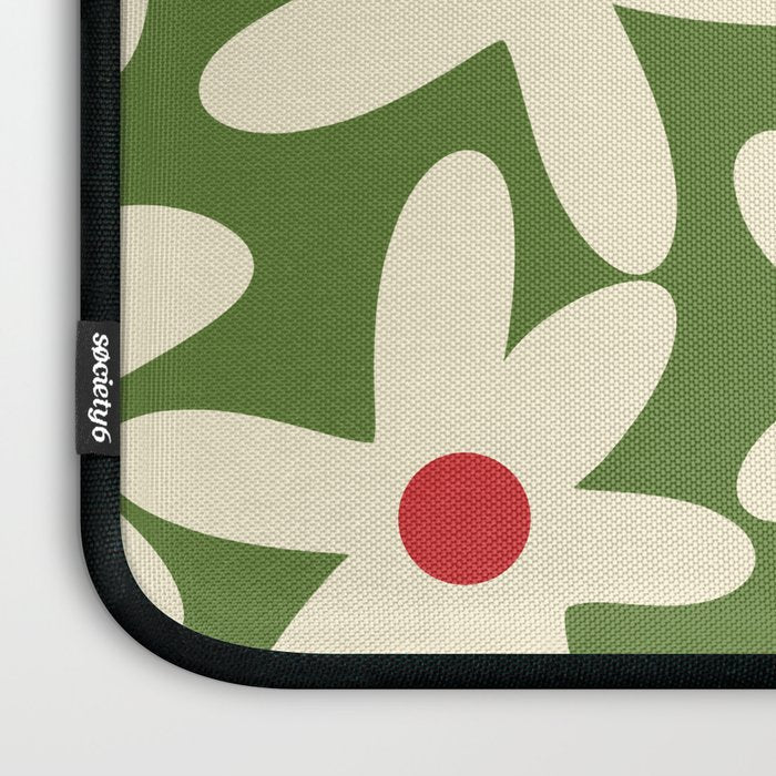 Daisy Time Floral Pattern in Christmas Holidays Red Green Cream Laptop Sleeve Gallery Image 3