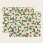 Daisy Time Floral Pattern in Christmas Holidays Red Green Cream Placemat Gallery Image 1