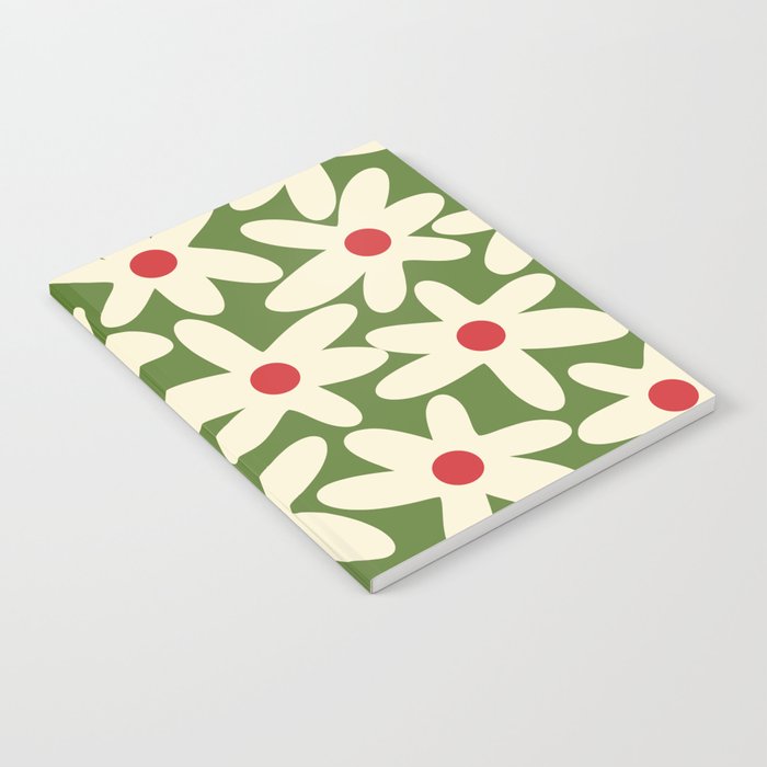 Daisy Time Floral Pattern in Christmas Holidays Red Green Cream Notebook Gallery Image 1